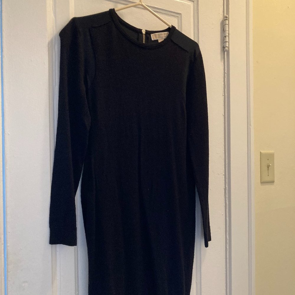 Michael Kors Merino Wool Black Sweater Dress